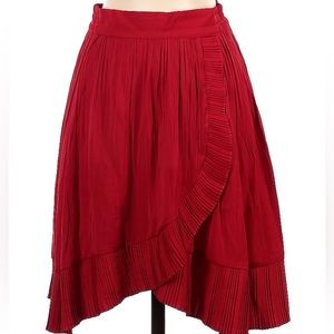 MAJE red silk skirt M (2)
